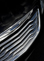 The grille of the 2011 Chrysler 200, the replacement for the Sebring.