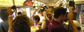 A crowded CTA car on the Red Line. (Red Eye photo)