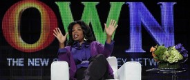 Oprah Winfrey talks to reporters about OWN in January. (Reuters)