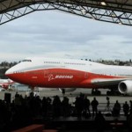 The 747- 8 Intercontinental, Boeing's largest-ever passenger airplane, returns to its hanger from its first flight, Sunday. (Mark Ralston/AFP/Getty)