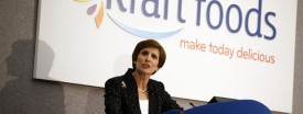Kraft CEO Irene Rosenfeld speaks at a town hall meeting at Kraft's Headquarters in Northfield, Feb. 5, 2010. (William DeShazer/Chicago Tribune)
