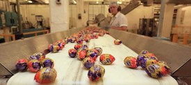 Cadbury's Creme Eggs move down the production line at the Cadbury's Bournville production plant. (Christopher Furlong/Getty)
