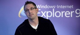 Ryan Gavin, senior director of Internet Explorer for Microsoft, shows IE9 last month in in San Francisco. (Reuters)