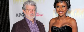 Movie director George Lucas and Mellody Hobson attend the 2009 opening night of "Dreamgirls" at the Apollo Theater in New York City. (Jemal Countess/Getty)